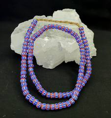 Tiny Blue Chevrons venetian Beads African Necklace 8mm