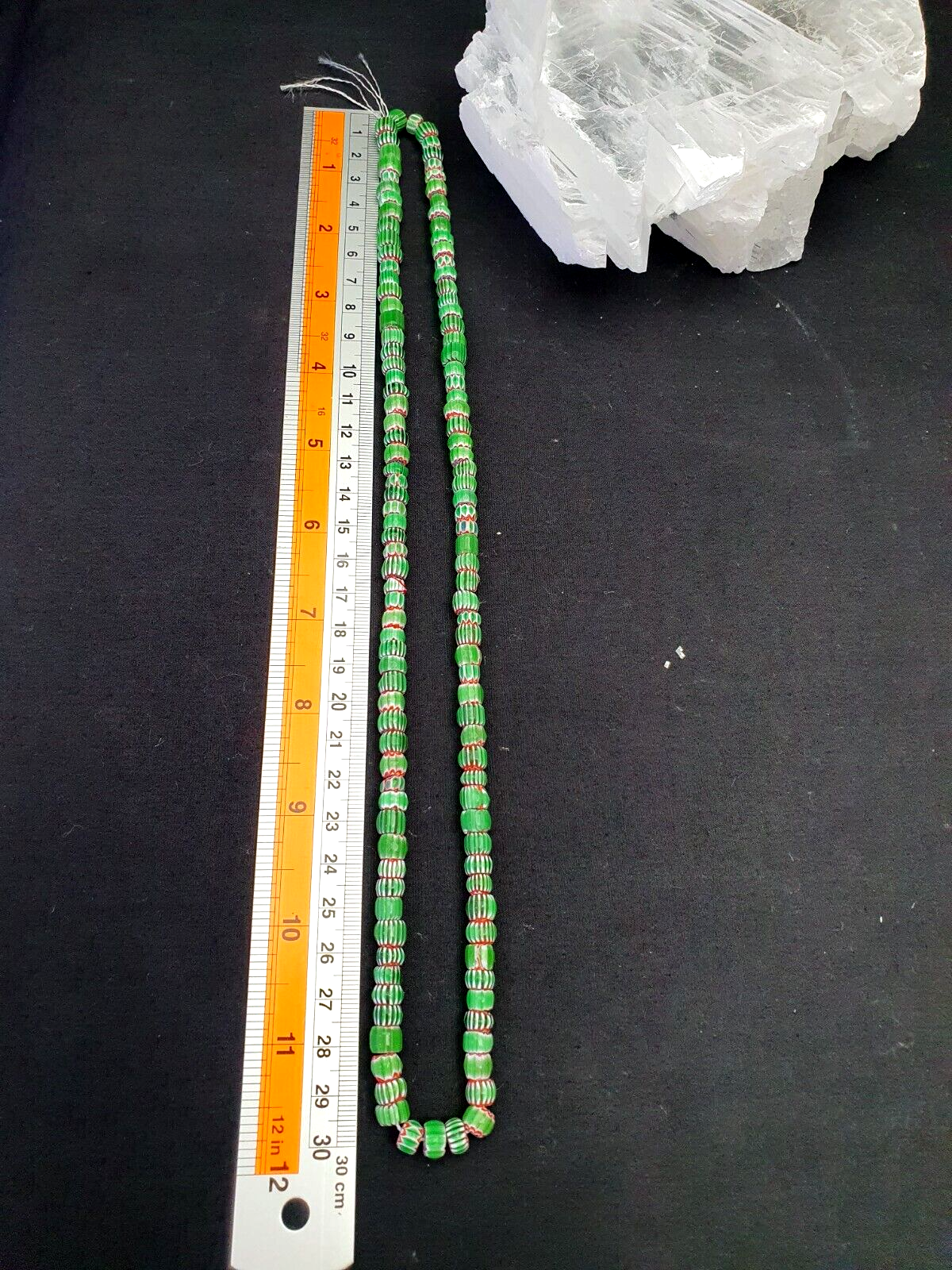 Tiny Green Red Chevrons venetian Beads African Necklace 7mm