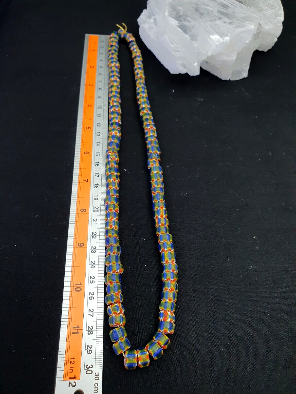 MULTI color Beads Chevrons venetian Glass Beads African collection Necklace 10mm