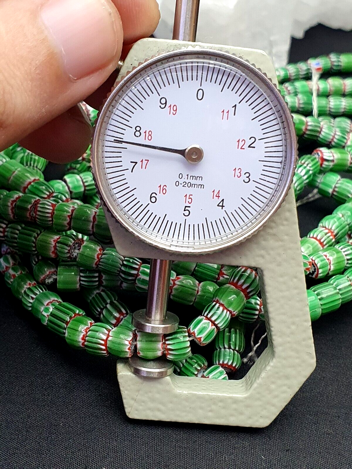 Tiny Green Red Chevrons venetian Beads African Necklace 7mm