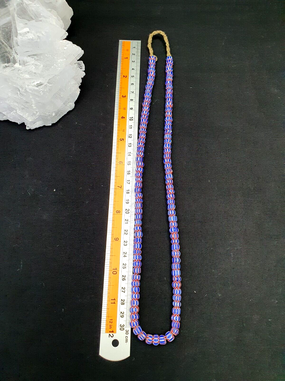 Tiny Blue Chevrons venetian Beads African Necklace 8mm