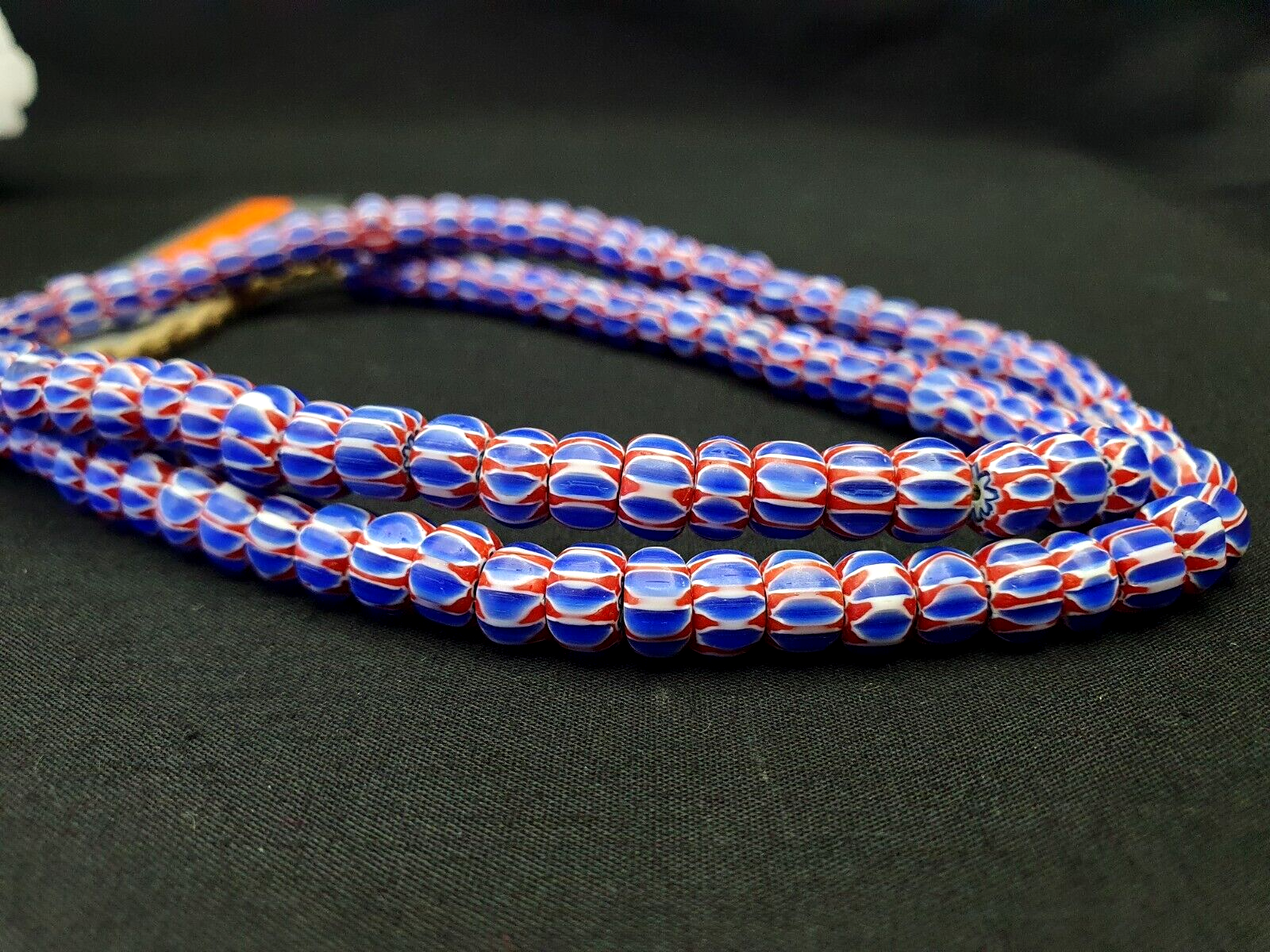 Tiny Blue Chevrons venetian Beads African Necklace 8mm