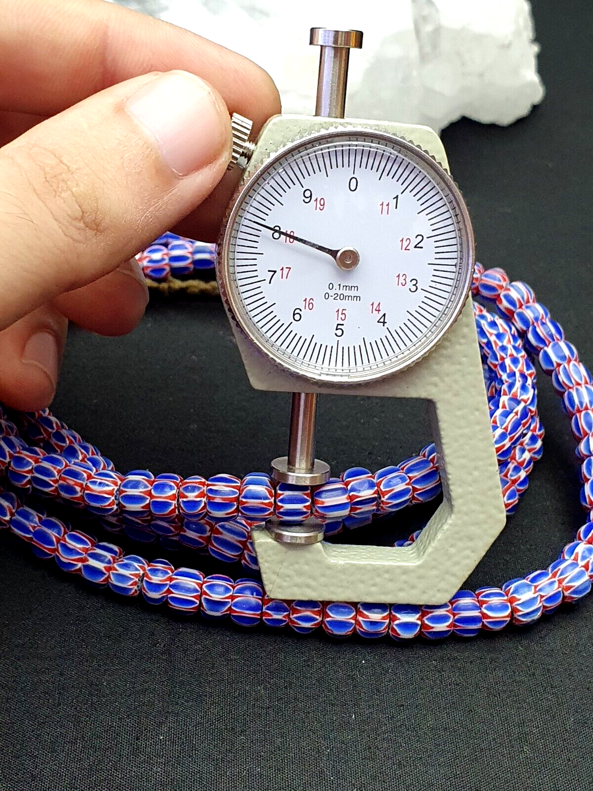 Tiny Blue Chevrons venetian Beads African Necklace 8mm