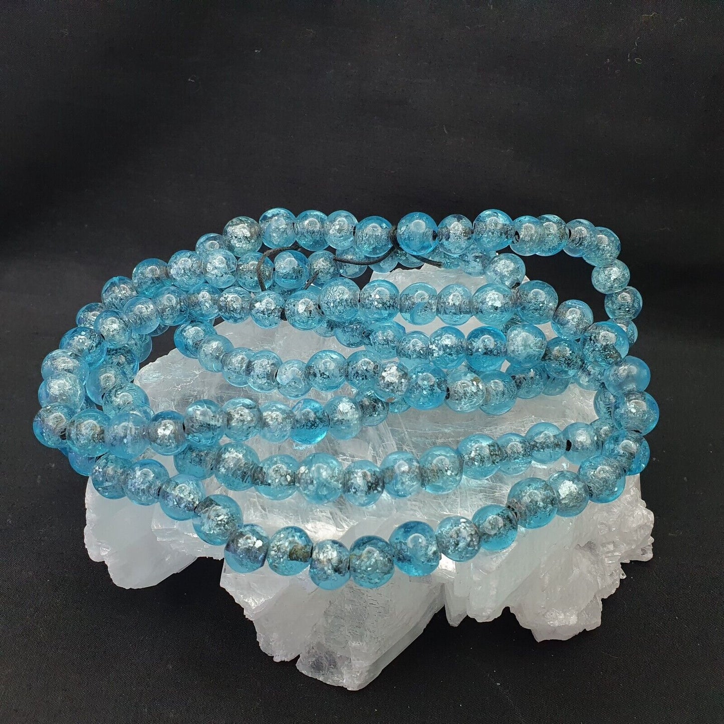 Antike Glasperlen, holländische Lampenarbeit, Aqua Blue BEADS 11-11,5 mm