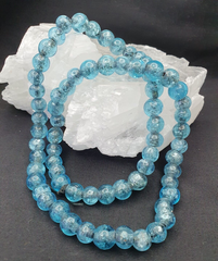 Antique glass beads Dutch lamp work Aqua Blue BEADS 11-11.5 mm