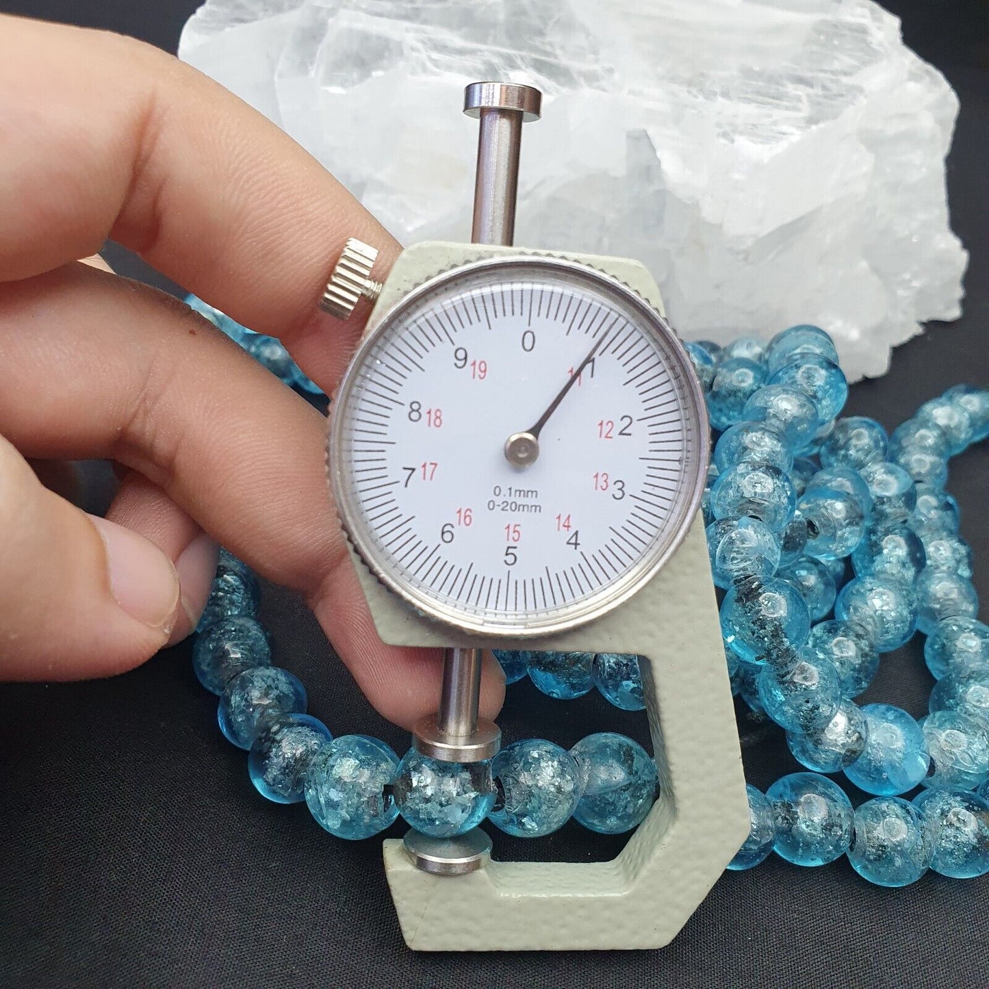 Antike Glasperlen, holländische Lampenarbeit, Aqua Blue BEADS 11-11,5 mm
