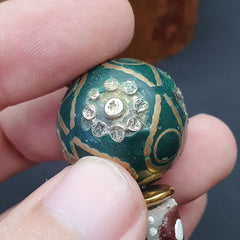 African chevron glass beads with old big Afghan bead Bracelet