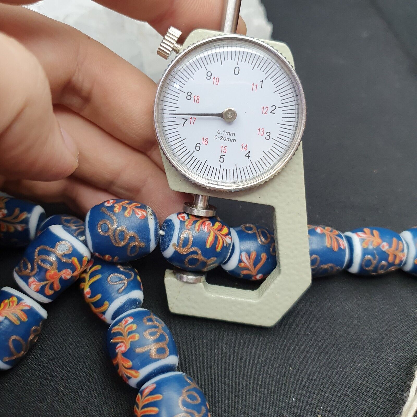 Vintage Handmade Lampwork Beads-"Blue Lagoon" 17mm Full Long Strand 22 beads