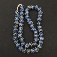 Vintage Antique African Blue Gabri Style Eyes Beads 24 Inch Long Strand 14mm