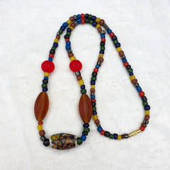 Beautiful Vintage Handmade Thai Glass Beads Long Necklace