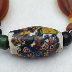 Beautiful Vintage Handmade Thai Glass Beads Long Necklace