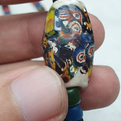 Beautiful Vintage Handmade Thai Glass Beads Long Necklace