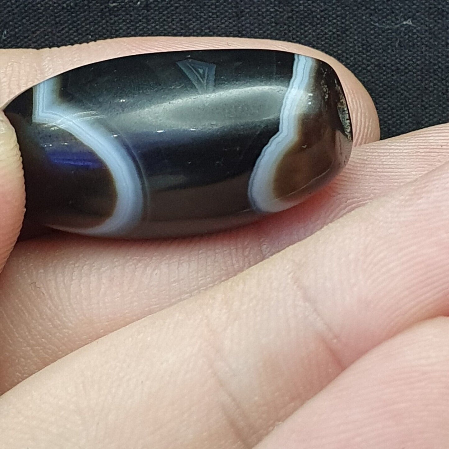 Antike indotibetische Achatperlen mit wunderschönem Muster, Amulettperle 29 mm x 15 mm