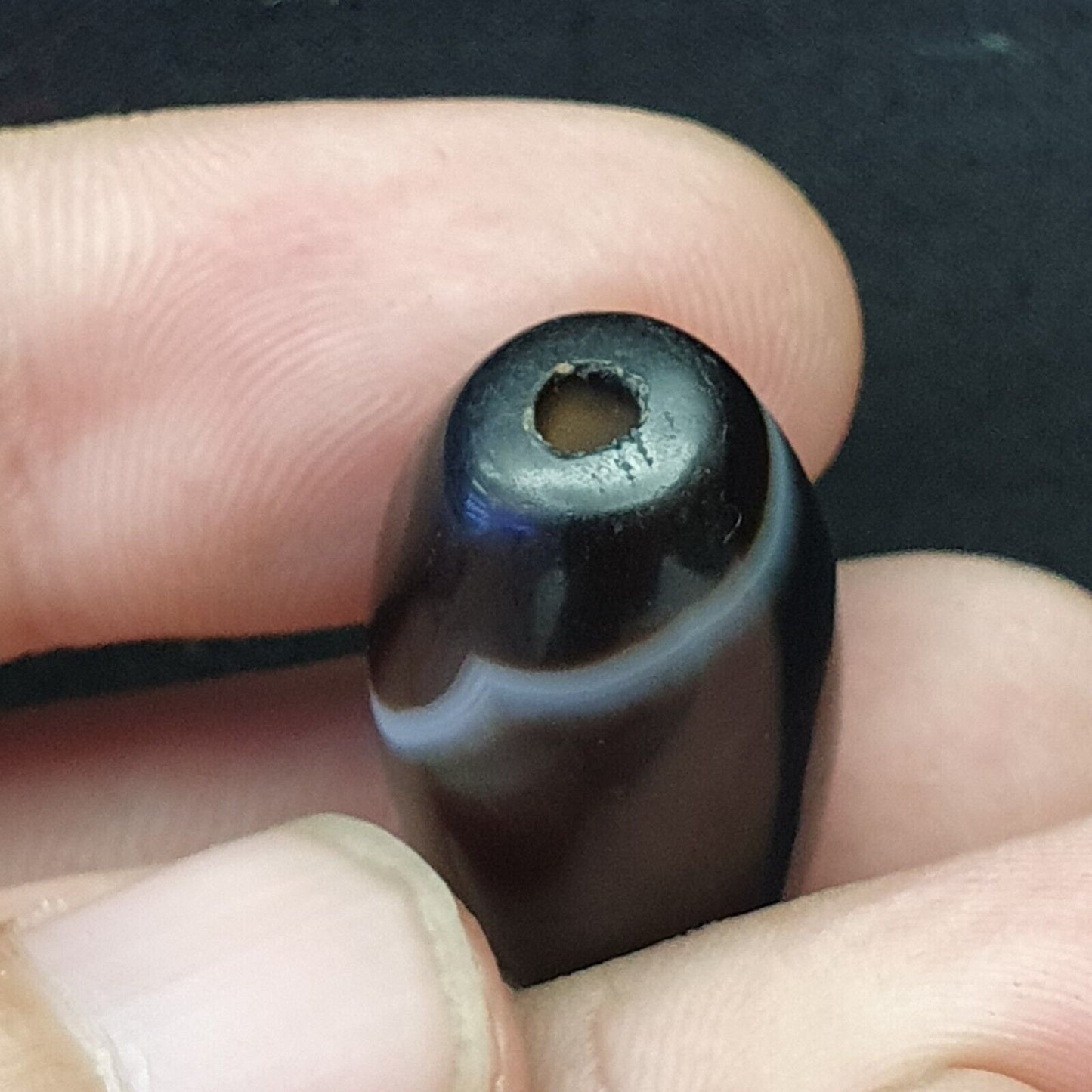 Antike indotibetische Achatperlen mit wunderschönem Muster, Amulettperle 29 mm x 15 mm