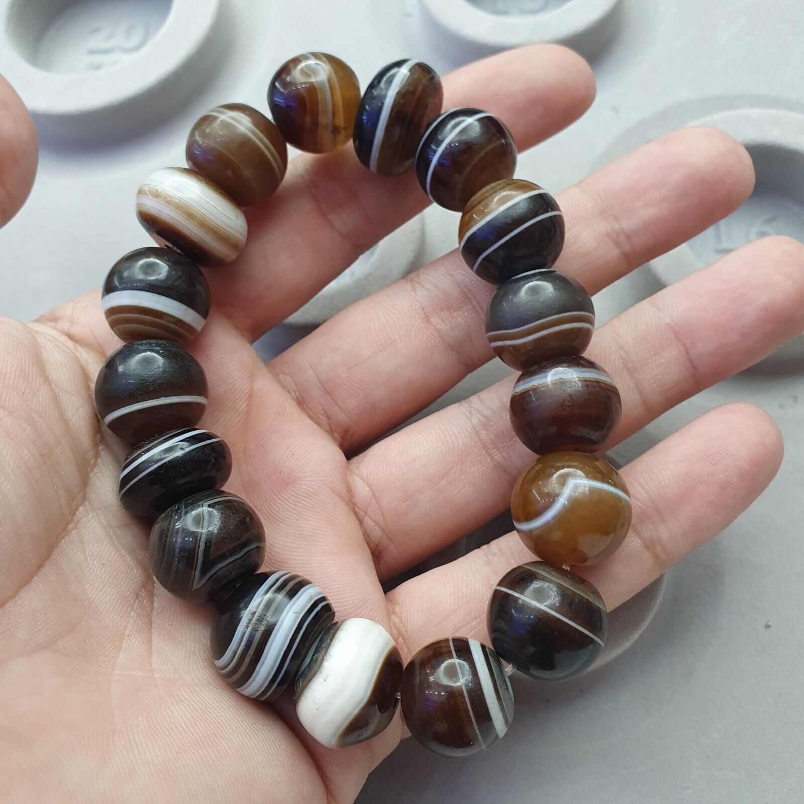 Antique Soleimani Agate Beads, Beaded Bracelet Amulet