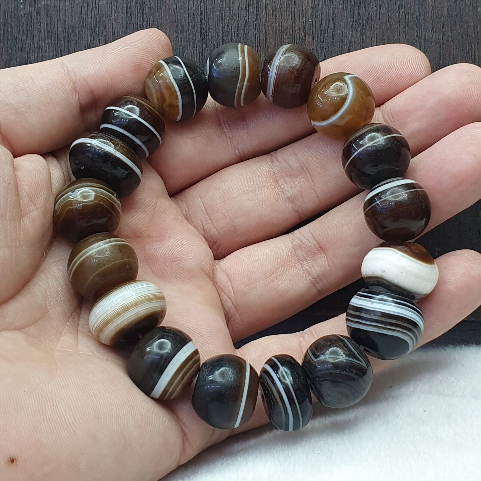 Antique Soleimani Agate Beads, Beaded Bracelet Amulet