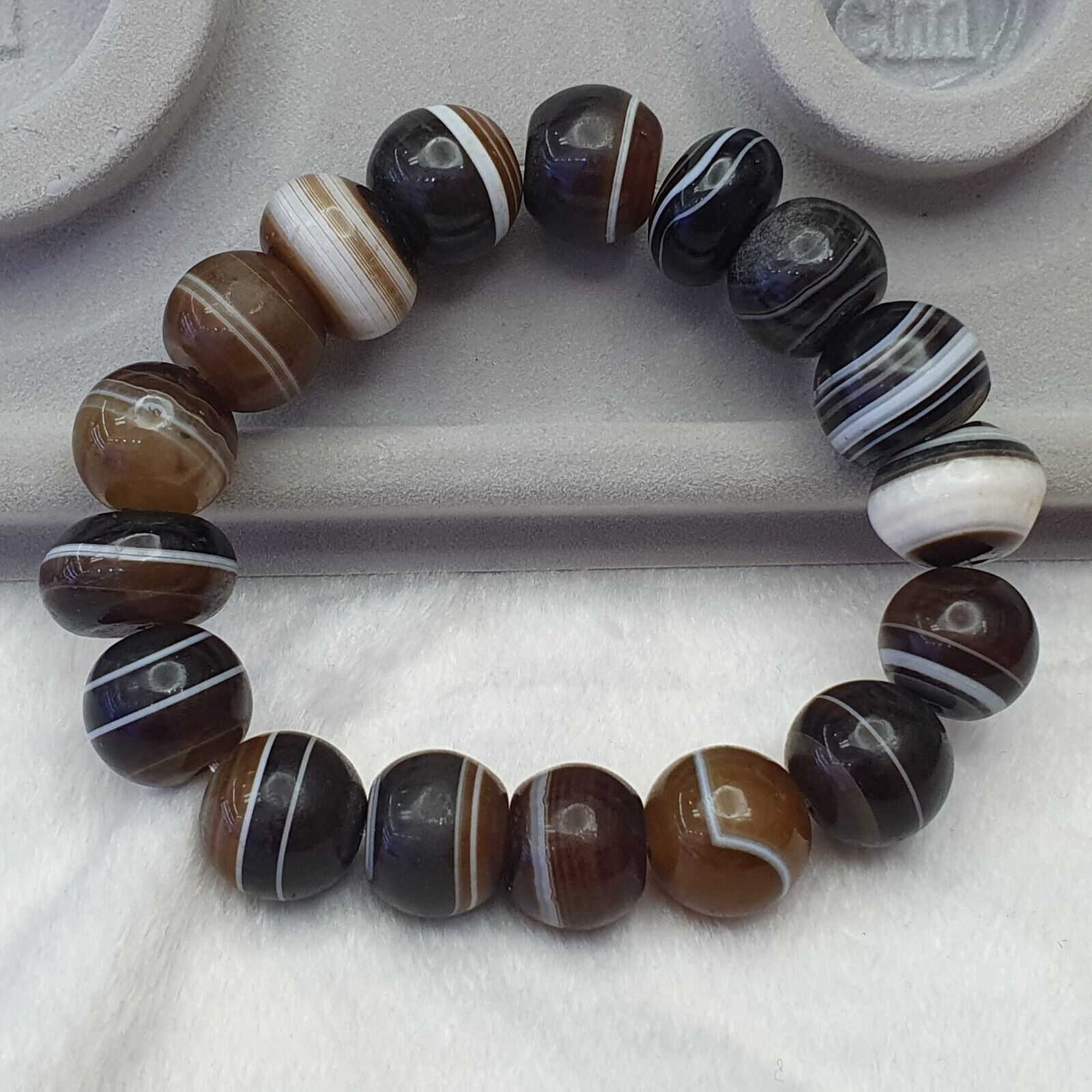 Antique Indo Tibetan Beads, Beaded Bracelet Amulet 15 Beads