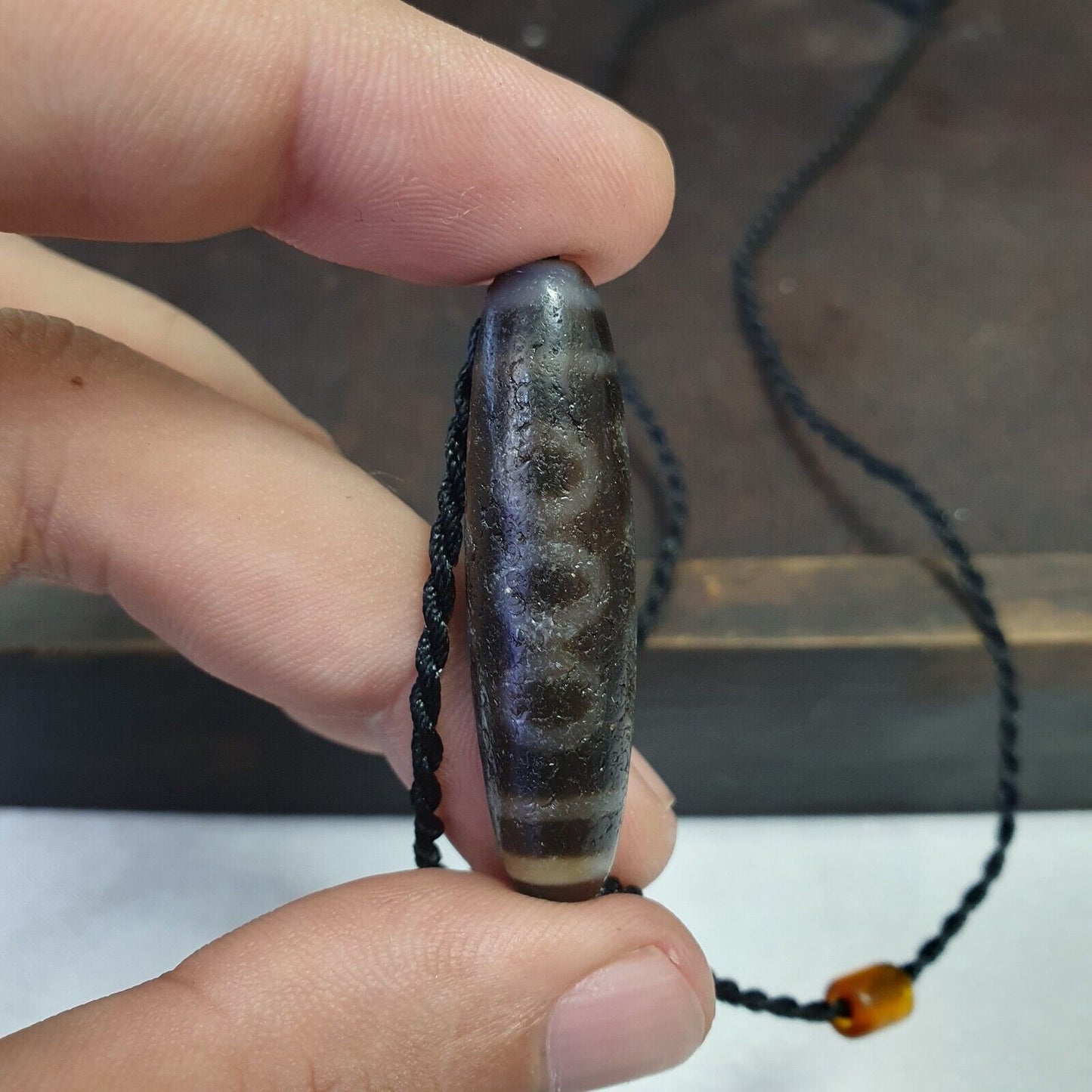 Himalaya Indo Tibetisch 5 Augen Wunderschöne Muster Dzi Amulett Perle
