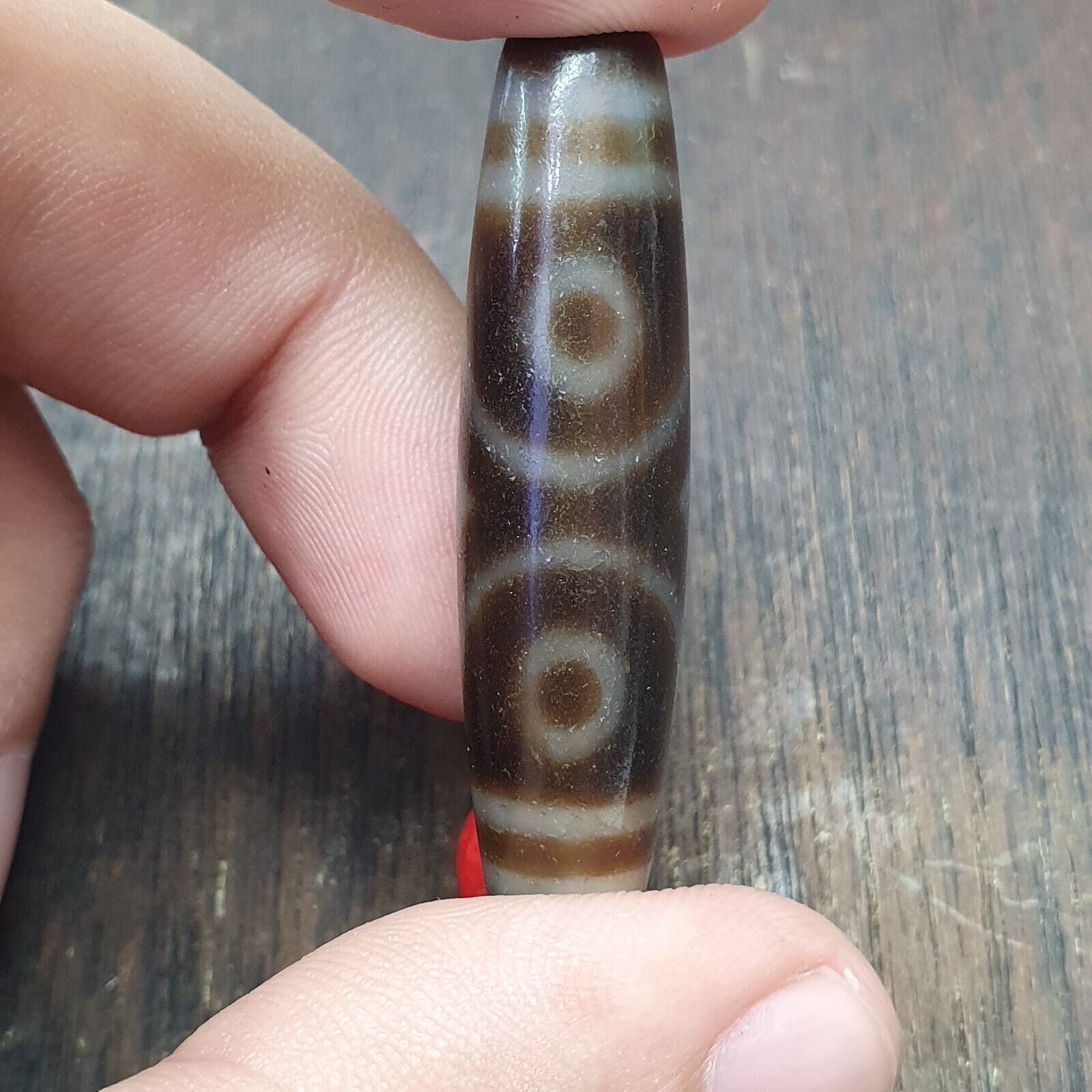 Vintage Himalayan Indo Tibetan 3 eyes Patterns Dzi Amulet Bead
