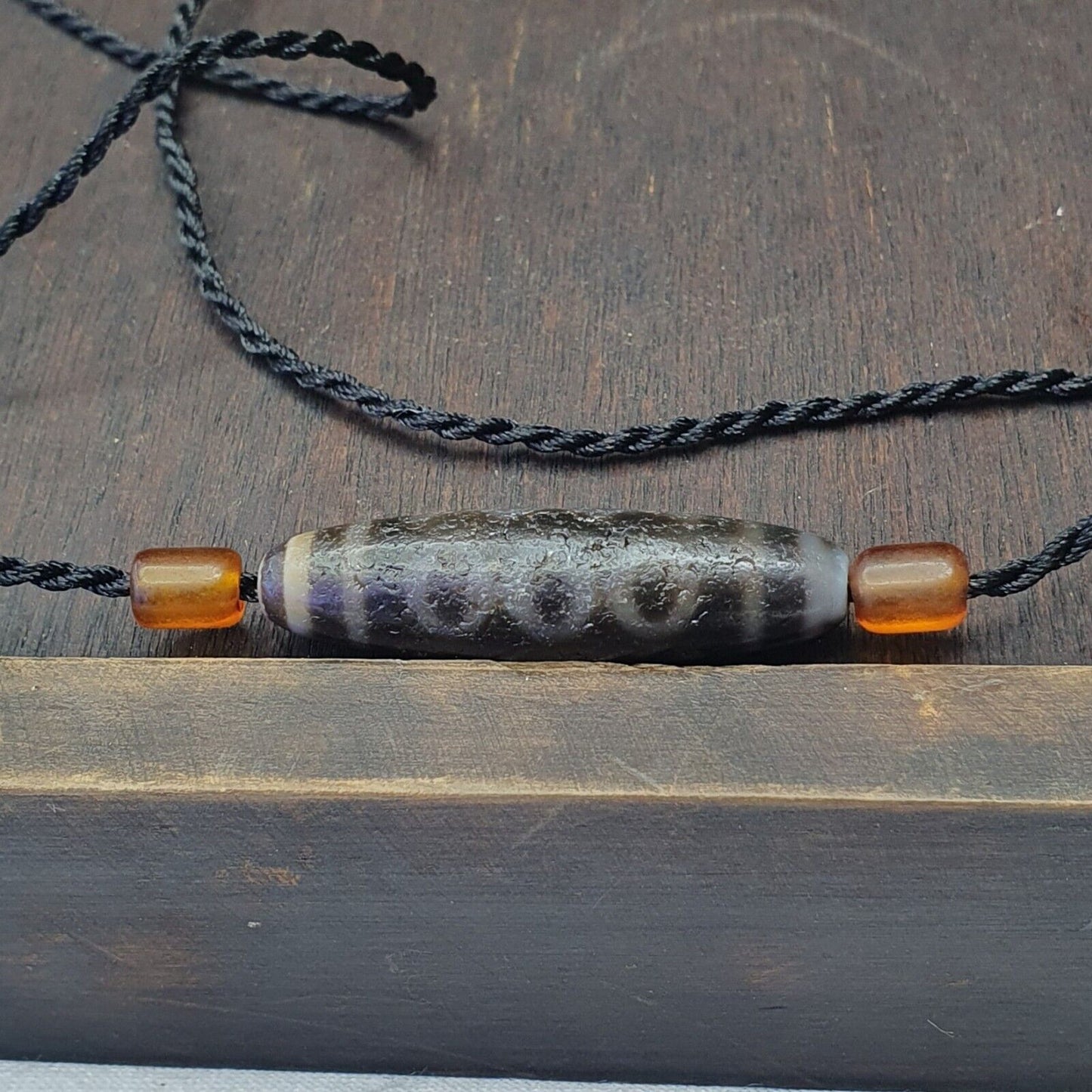 Himalaya Indo Tibetisch 5 Augen Wunderschöne Muster Dzi Amulett Perle