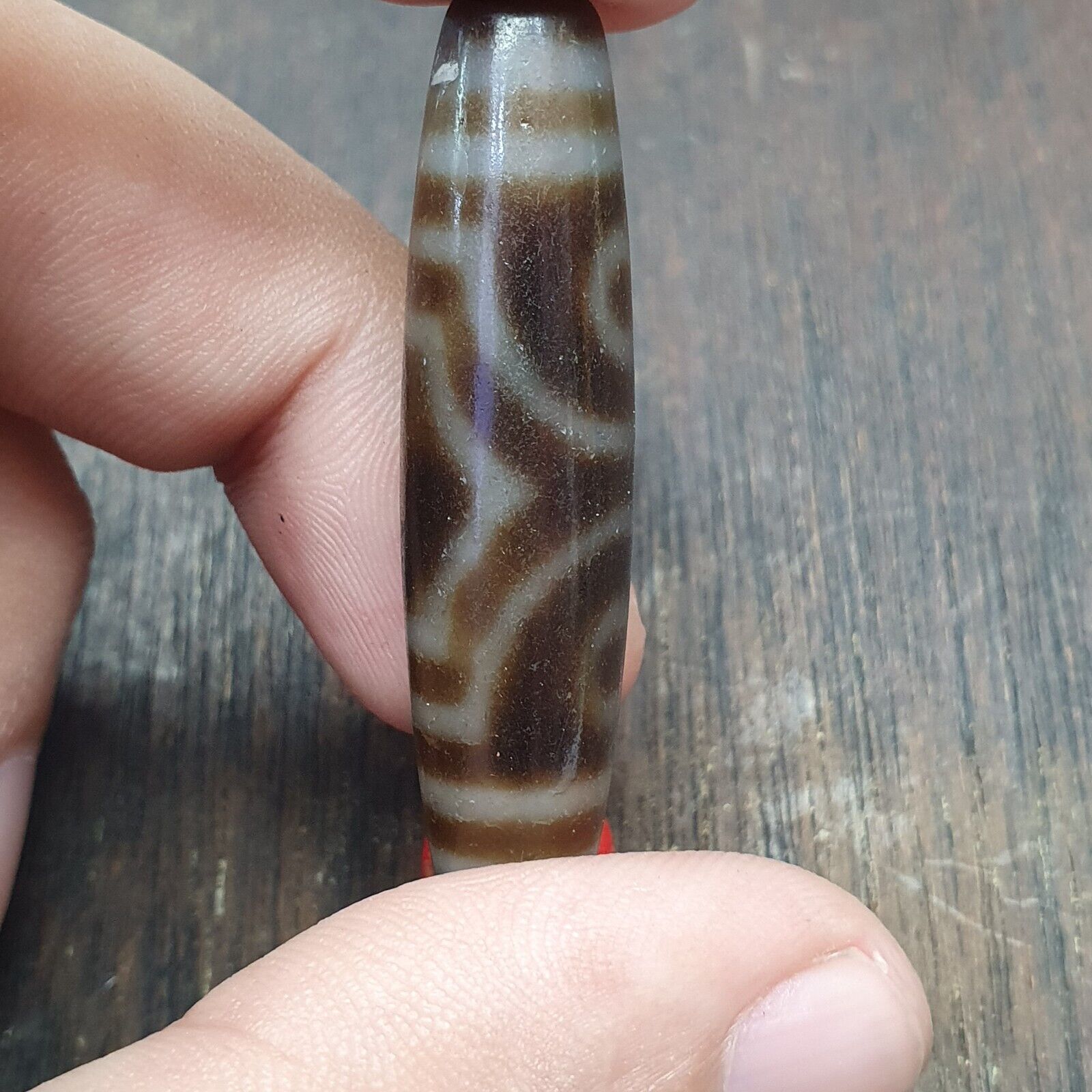 Vintage Himalayan Indo Tibetan 3 eyes Patterns Dzi Amulet Bead
