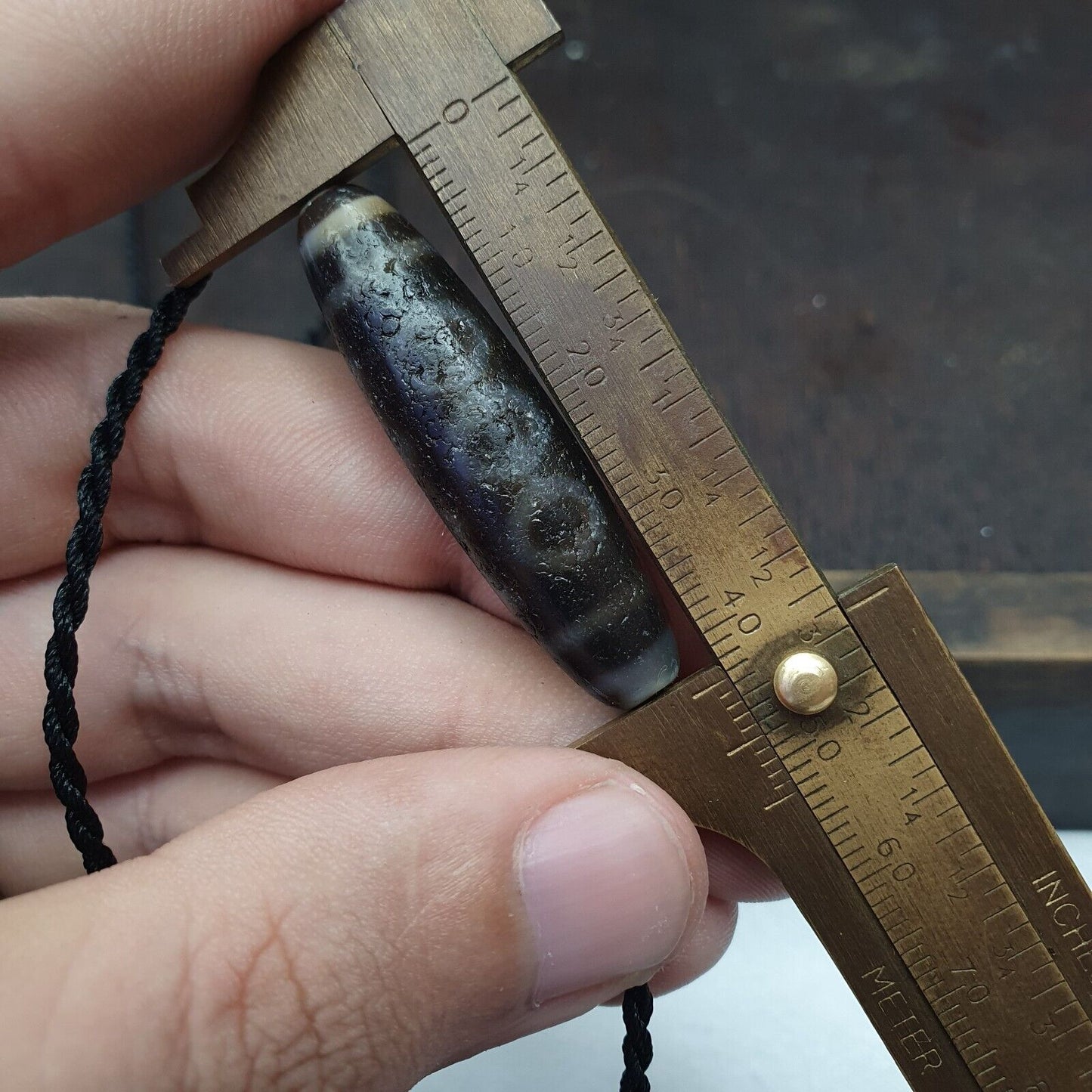 Himalaya Indo Tibetisch 5 Augen Wunderschöne Muster Dzi Amulett Perle