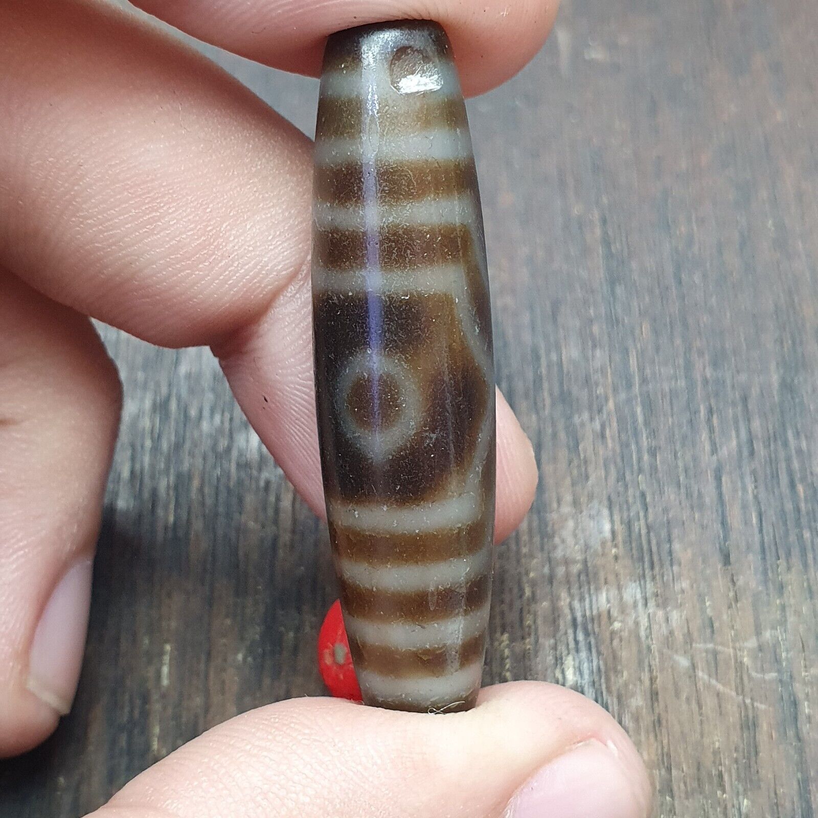 Vintage Himalayan Indo Tibetan 3 eyes Patterns Dzi Amulet Bead