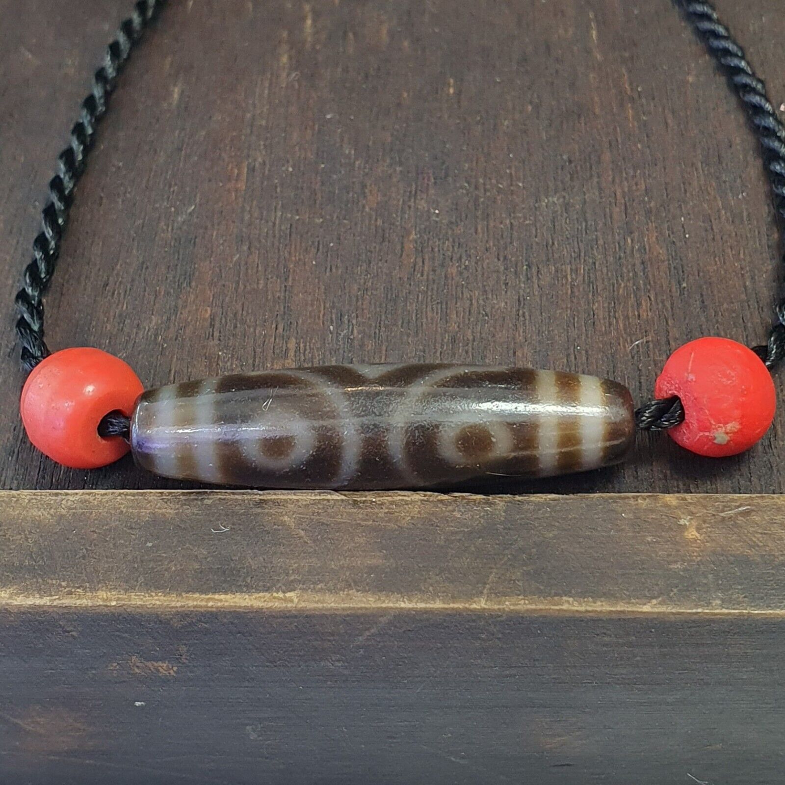 Vintage Himalayan Indo Tibetan 3 eyes Patterns Dzi Amulet Bead