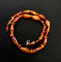 CARNELIAN African Mali Antique AGATE Beads Beaded Necklace