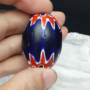 East Oasis Six Layer Blue Chevron Glass Bead, Big 40mm x 30mm Single Bead