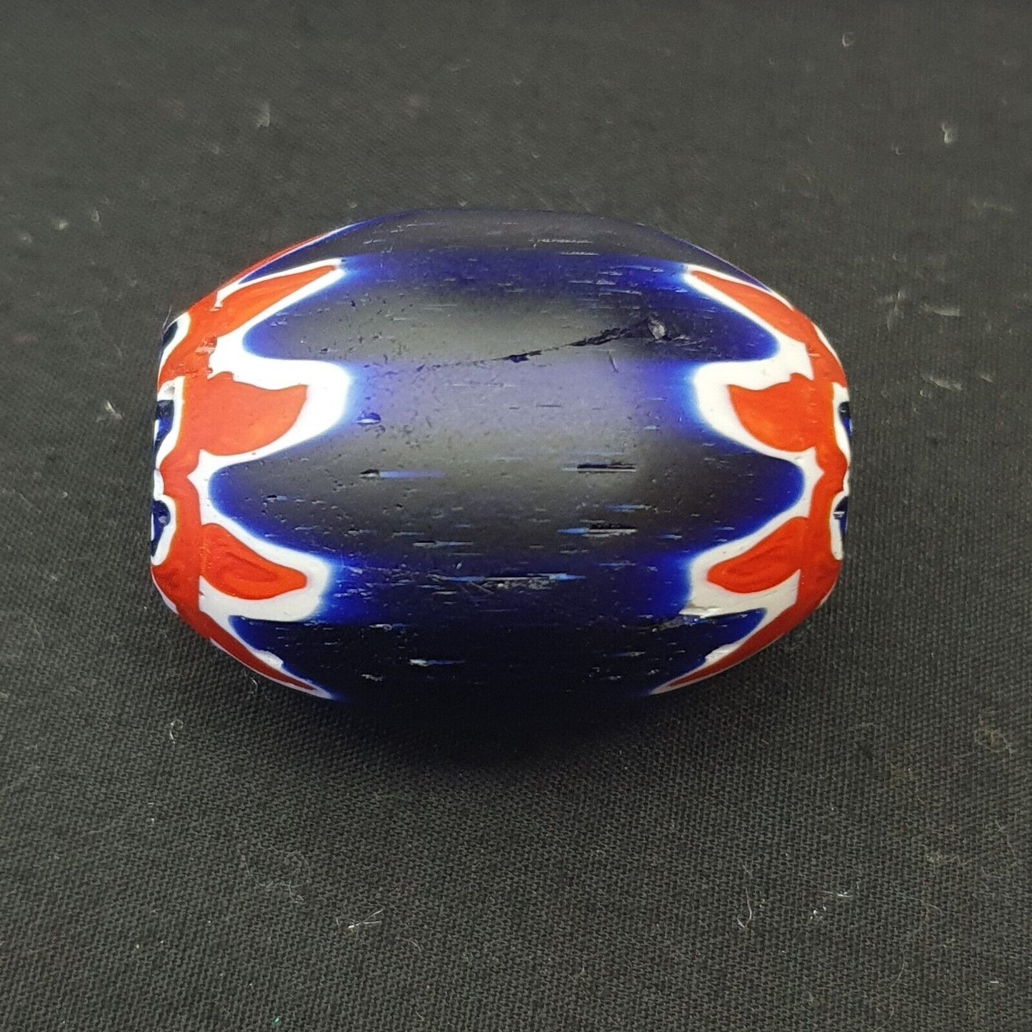 Wunderschöne 6-lagige Chevron-Perle, blaue Chevron-Glasperle, 40 mm x 30 mm, große Perle 