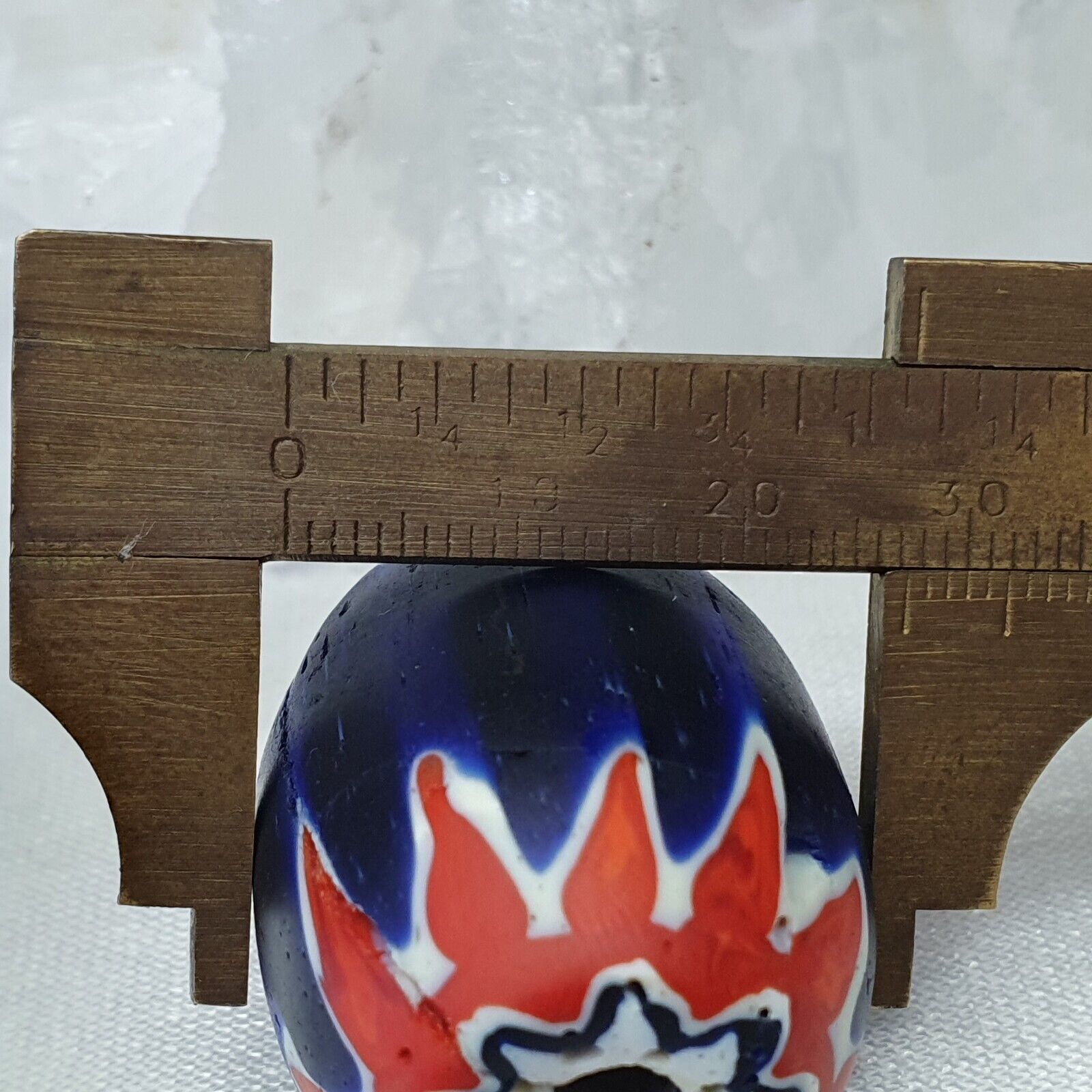 Beautiful 6 layers chevron bead Blue Chevron Glass Bead 41mm x 27mm BIG Bead