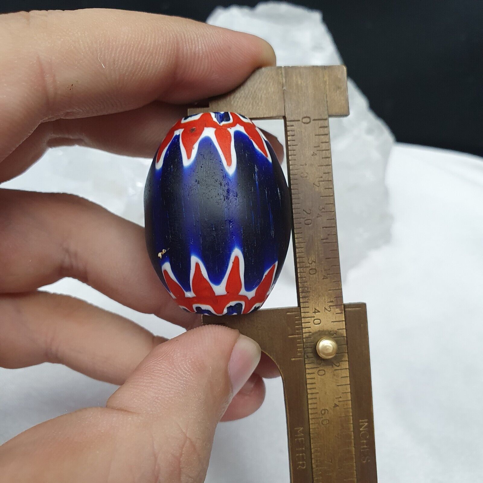 Beautiful 6 layers chevron bead Blue Chevron Glass Bead 40mm x 30mm BIG Bead