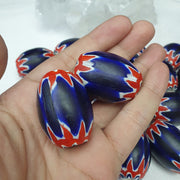 East Oasis Six Layer Blue Chevron Glass Bead, Big 40mm x 30mm Single Bead