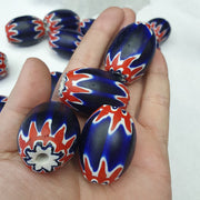 East Oasis Six Layer Blue Chevron Glass Bead, Big 40mm x 30mm Single Bead