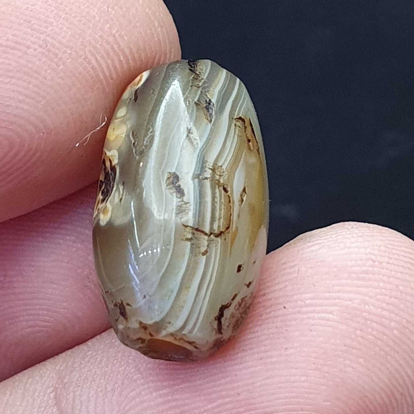 Antike Sulaimany alte Khorasan Bactrian Achat Stein einzigartige Perle 18mm