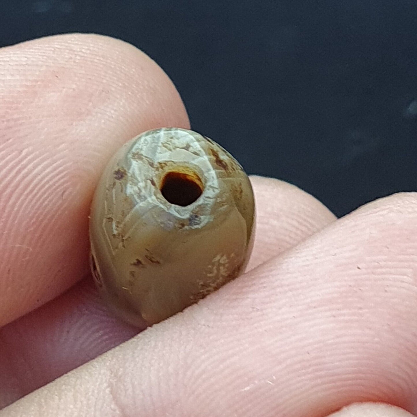 Antike Sulaimany alte Khorasan Bactrian Achat Stein einzigartige Perle 18mm