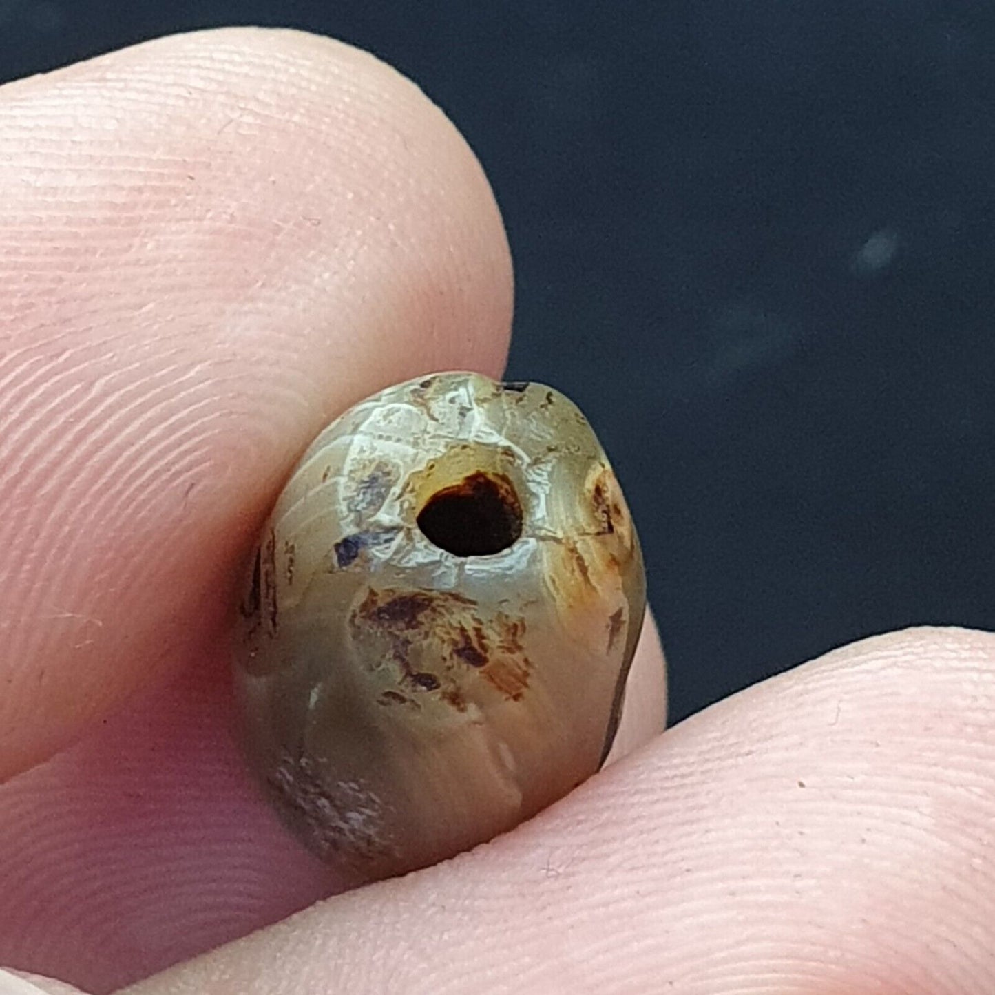 Antike Sulaimany alte Khorasan Bactrian Achat Stein einzigartige Perle 18mm