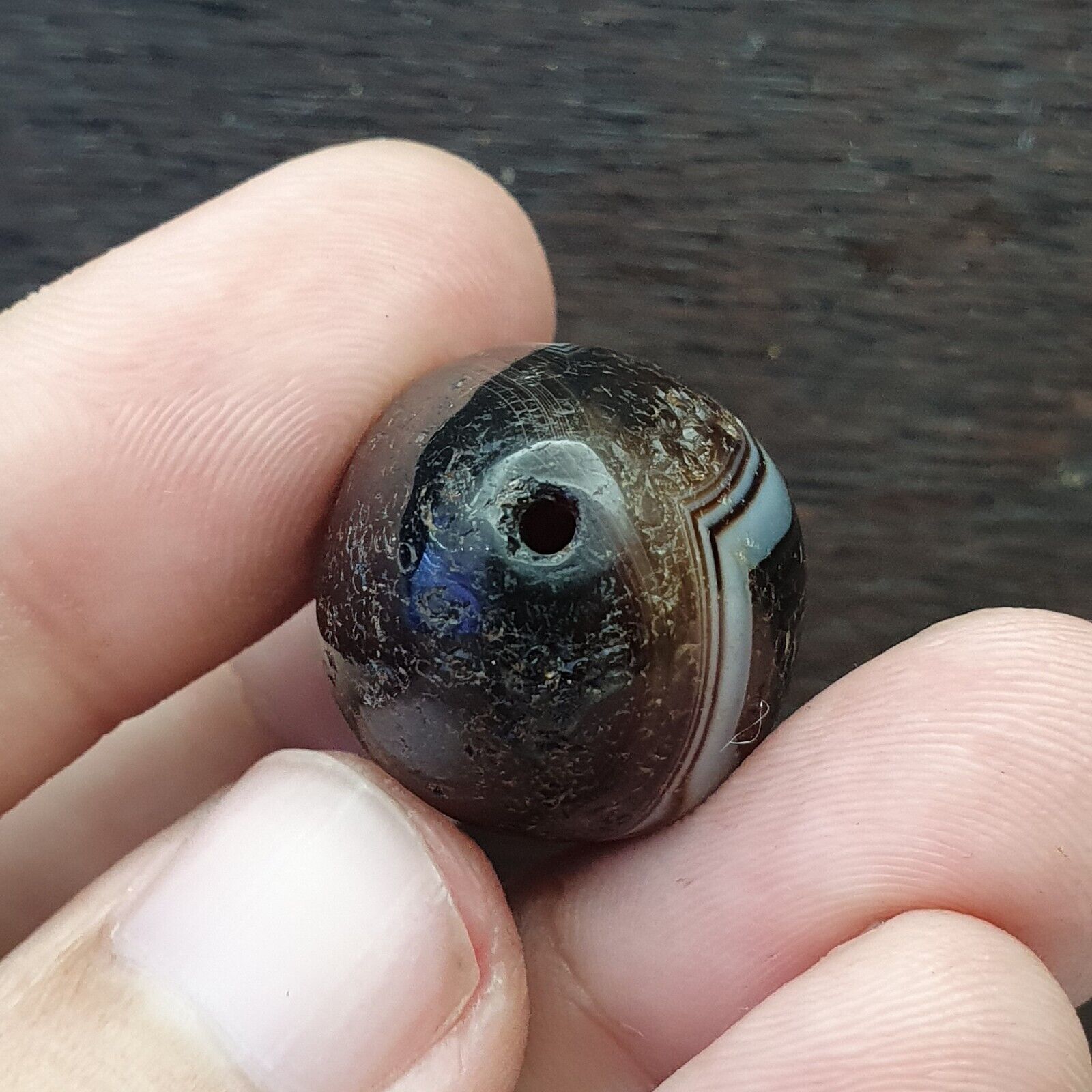 Vintage Tibetan Sulaimani Agate bead With Beautiful Stripes.