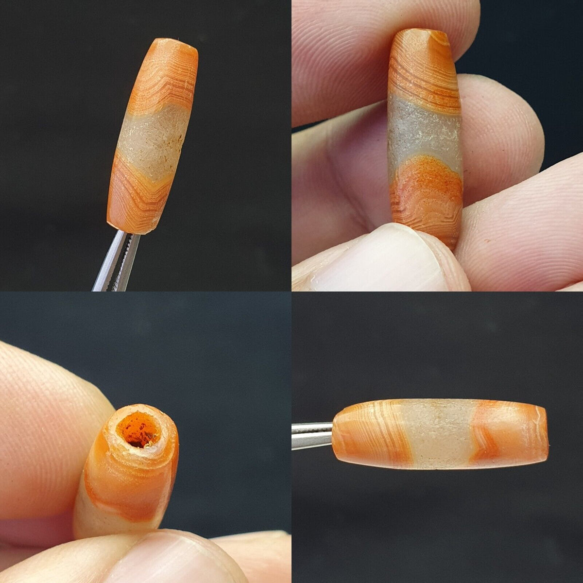 Antique crystal in Agate Old Bead Ancient Stone Central Asian Empire Era 3rd BC