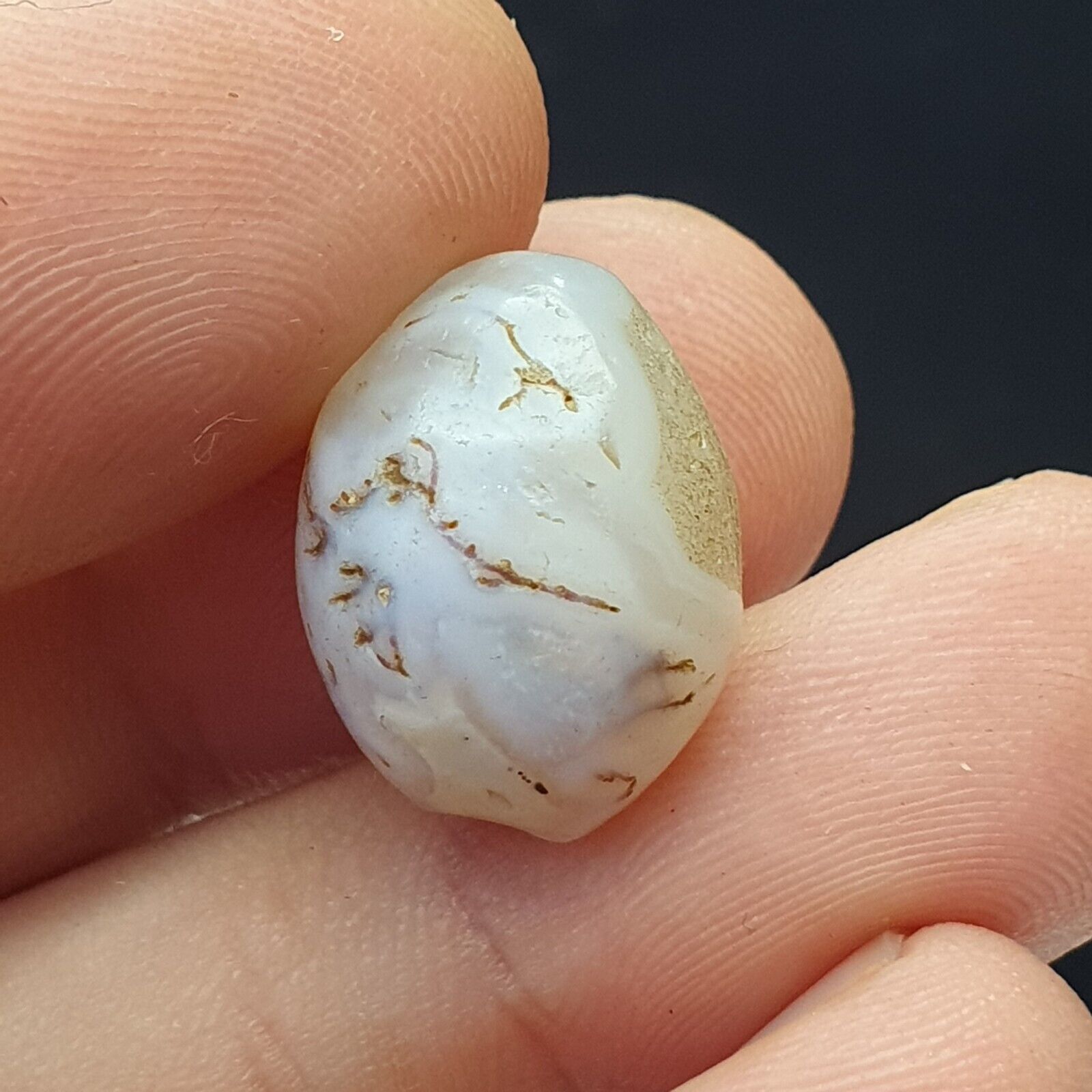 Ancient OLd Sulaimany Haqeeq Antique agate stone Bead Amulet 17mm From Pakistan