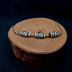 3 pcs Old Himalayan Indo Tibetan rare Patterns 2 Eyes Dzi Amulet Beads