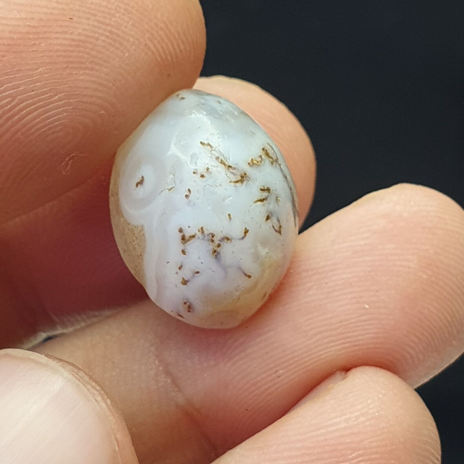 Ancient OLd Sulaimany Haqeeq Antique agate stone Bead Amulet 17mm From Pakistan