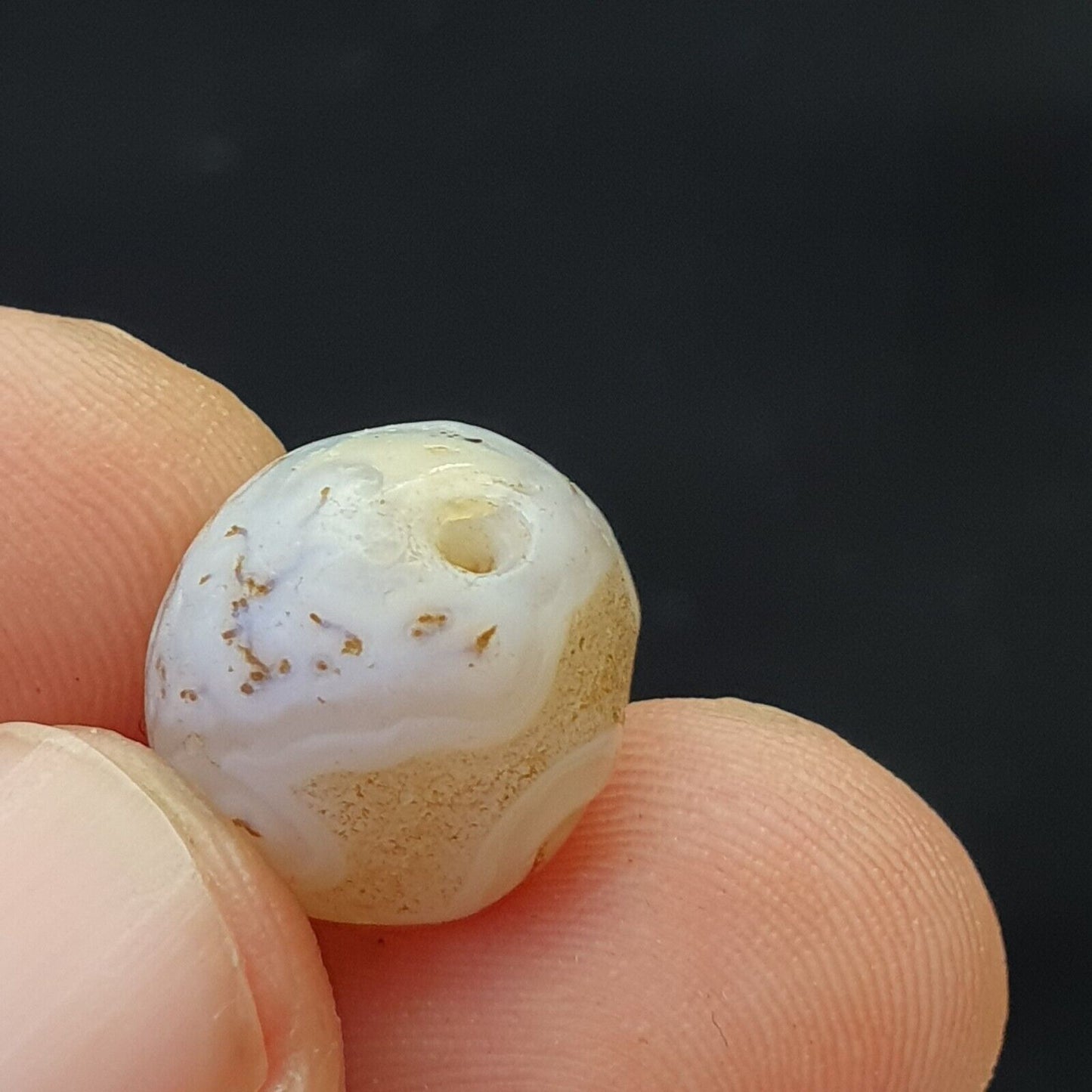 Antikes altes Sulaimany Haqeeq Antikes Achatstein-Perlenamulett 17 mm aus Pakistan