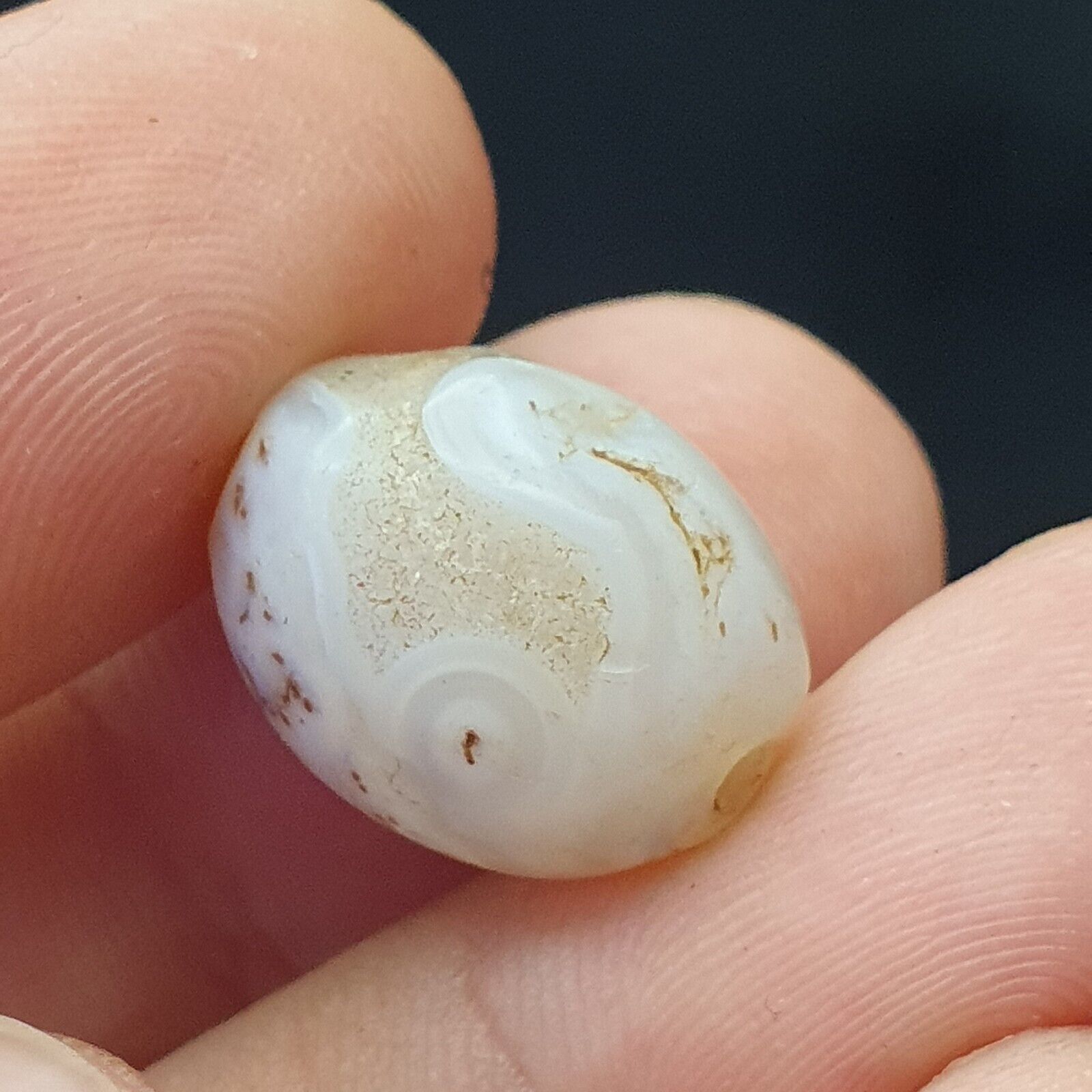 Ancient OLd Sulaimany Haqeeq Antique agate stone Bead Amulet 17mm From Pakistan