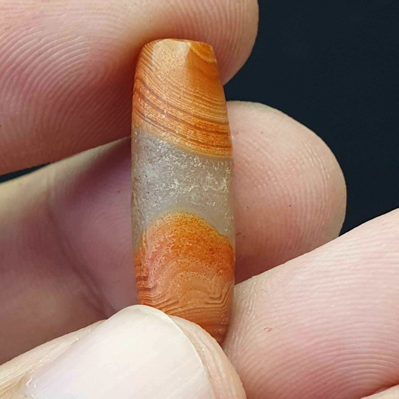 Antique crystal in Agate Old Bead Ancient Stone Central Asian Empire Era 3rd BC
