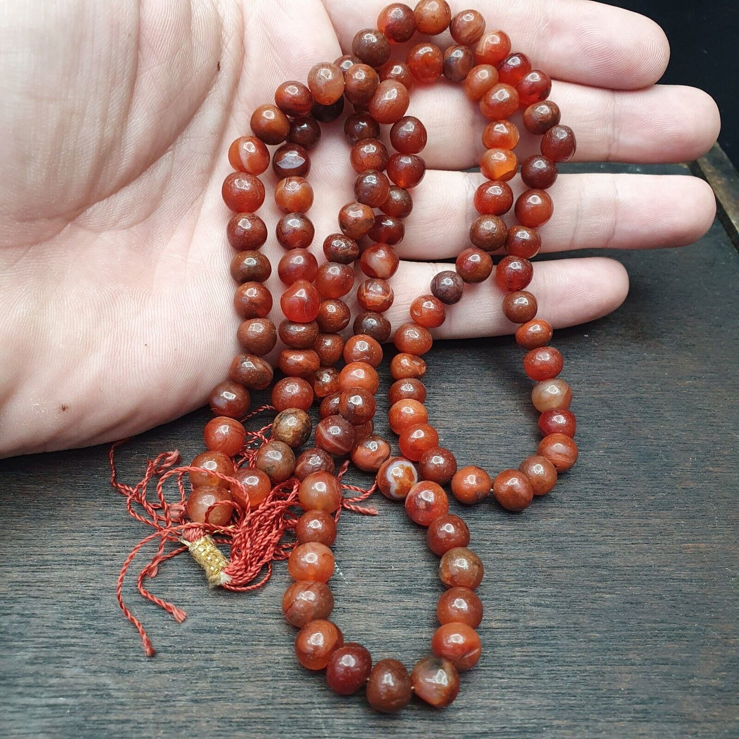古董藏傳佛教古董瑪瑙念珠瑪拉項鍊 108 顆珠子