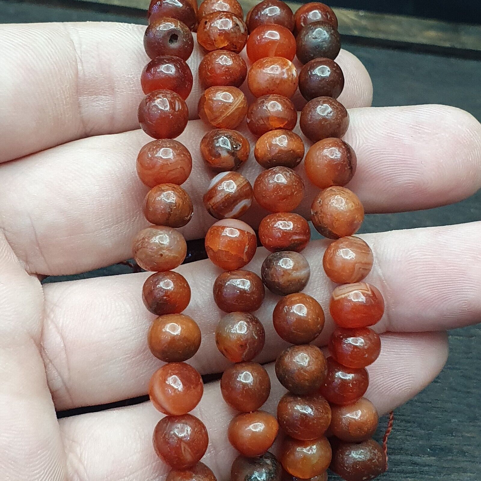 Antique Tibetan Buddhist Antique agate Prayer Bead Mala Necklace 108 Beads