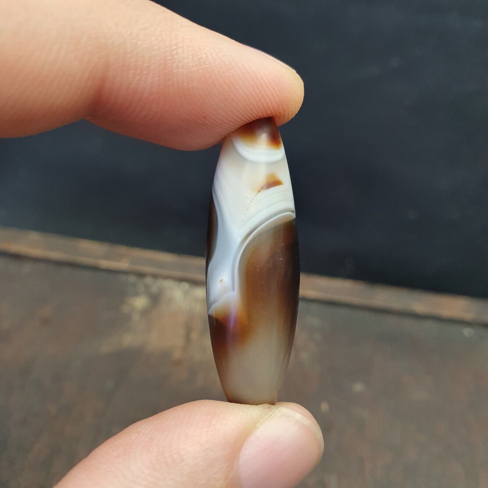 Antique Ancient Old Himalayan Indo Tibetan Sulaimani Agate Bead