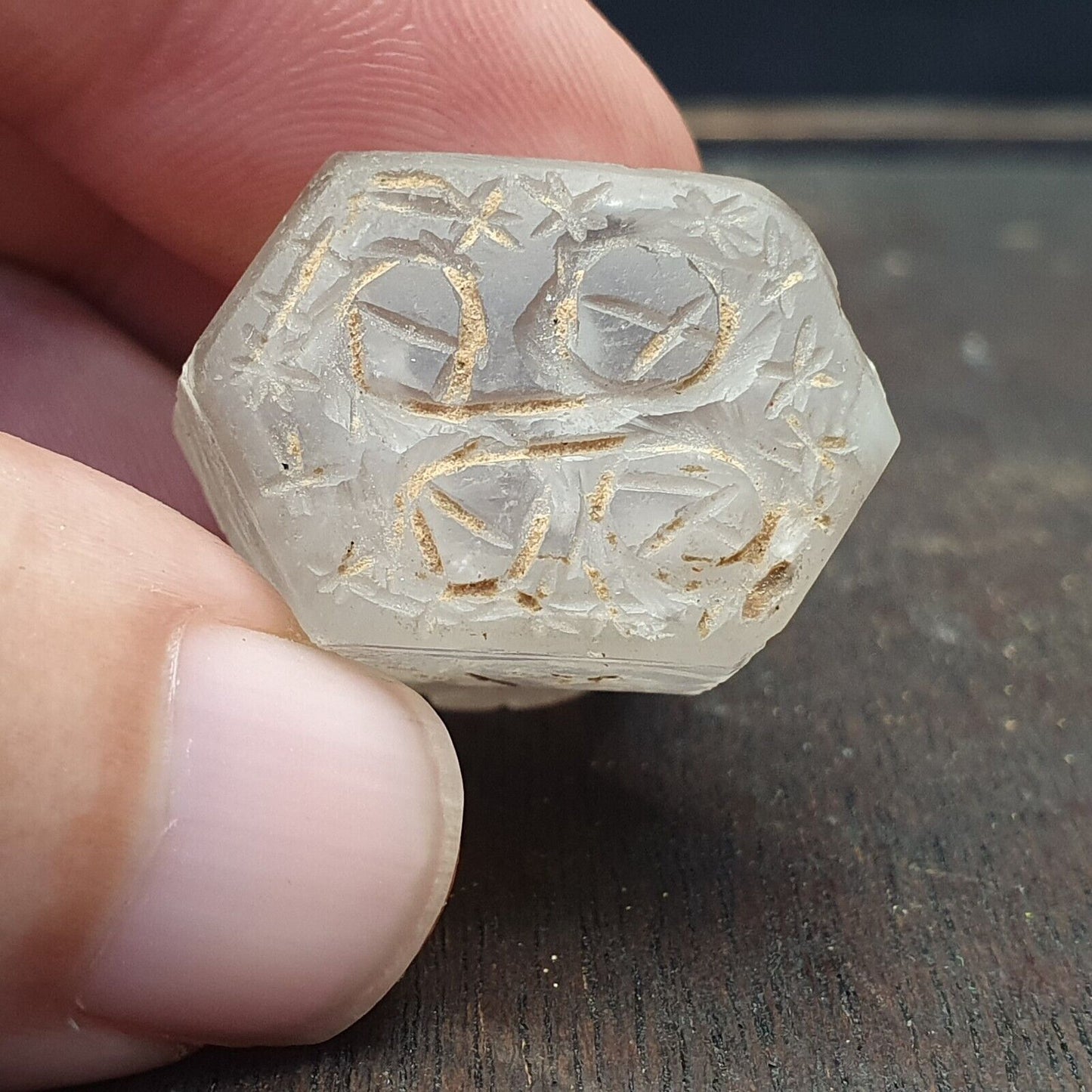 Antikes antikes sassanidisches Siegel, Kristall-Intaglio-Stempel